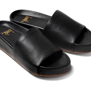 Beek Pelican Black Leather Platform Sandals Size 9